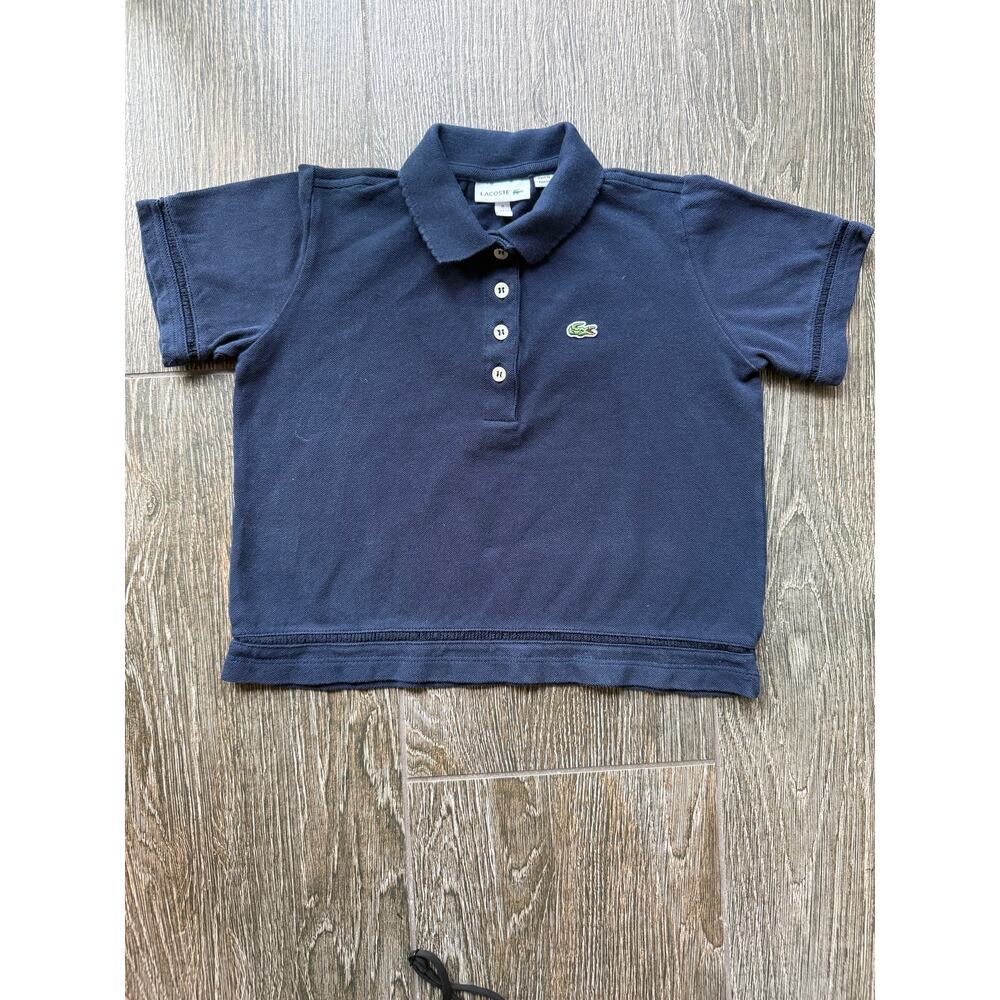 Lacoste Girls Navy Blue Boxy Polo Shirt Size 8